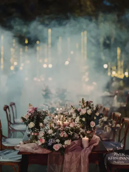 A dreamy, pastel-themed dinner setting. We used soft, romantic flowers and elegant tableware to create a dining experience that felt both sophisticated and magical, perfect for a memorable celebration.
