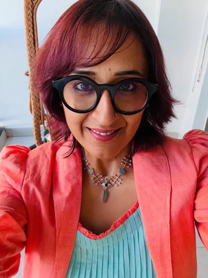 A dressy Saturday look featuring a treasured neckpiece. I love finding unique jewelry from other artists that complements my own colorful style.