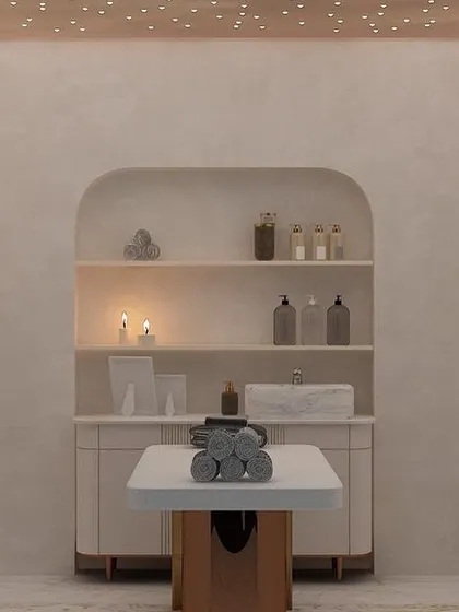 A view of one of our private treatment rooms, designed to be a serene and calming space for services like waxing and facials.