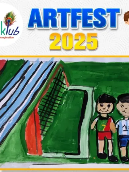 A simple yet expressive drawing of two football players, showcasing team spirit. This piece was submitted for the Artfest 2025 'My Favourite Sport' competition.