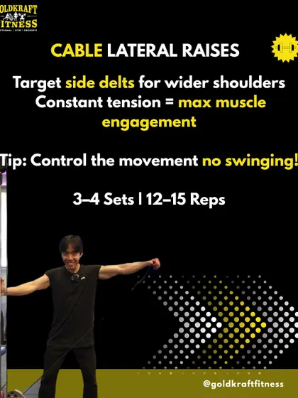 For wider shoulders, Cable Lateral Raises are fantastic because they provide constant tension on the side delts. Control the movement and avoid swinging to maximize muscle engagement.