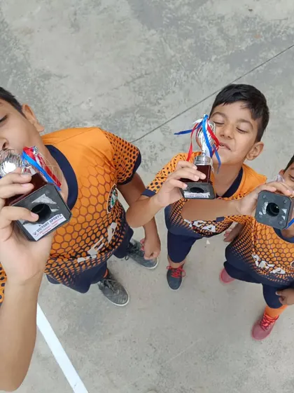 The sweet taste of victory. Three of our players celebrating with their individual trophies after the GYL Silver Cup win.