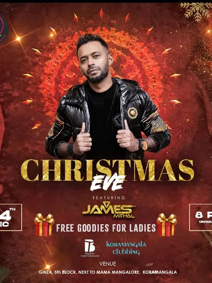 A Christmas Eve party poster. We offered free goodies for ladies to add to the festive spirit of the night.