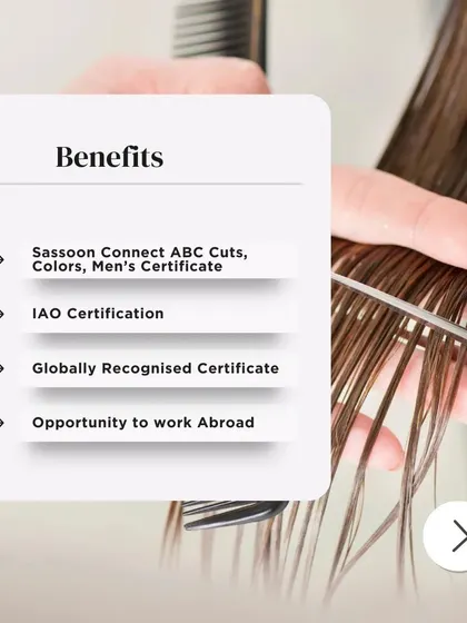 A duplicate of 240, this image lists the valuable benefits of our Sassoon program, including multiple prestigious certifications.