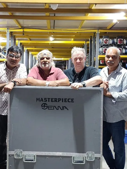 Pictured here is our team with a "Masterpiece Senna" equipment case. We have always invested in the best gear and the best people, building a legacy of quality and reliability in the film industry.