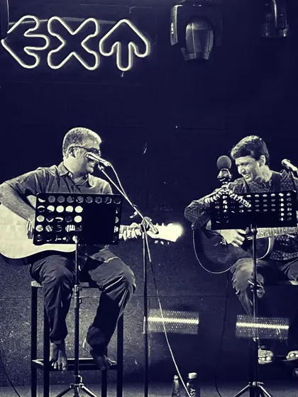 Some of the most magical gigs are the simplest. Here I am with my good friend Vedanth Bharadwaj during our "Old Friends" tribute to Simon & Garfunkel. This is the vibe for a personal, acoustic duo show where every note and story connects.