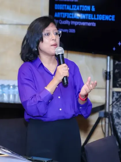 We capture dynamic shots of speakers and presenters during their sessions. This image shows a speaker at the CII conference actively engaging with the audience, conveying the interactive nature of the presentation.