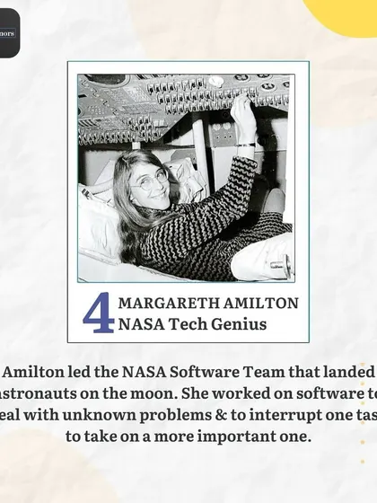 Celebrating Margaret Hamilton, the NASA tech genius who led the software team for the Apollo moon landing. Her work on error detection and recovery was critical to the mission's success.