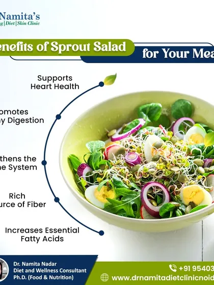 A sprout salad is a powerhouse of nutrition. It supports heart health, aids digestion, and strengthens the immune system because it's rich in fiber and essential fatty acids. I encourage adding it to your meals for a major health boost.