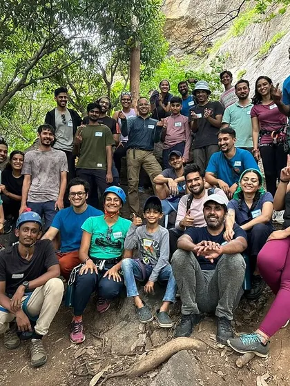 Another happy group shot from our 42nd workshop. You can see the mix of first timers, returning climbers, and our dedicated volunteers who make it all happen.