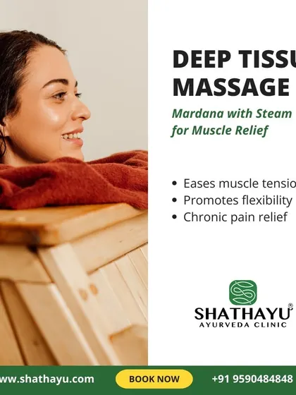 My deep tissue massage, known as Mardana, is combined with steam for effective muscle relief. This treatment eases muscle tension, promotes flexibility, and can provide relief from chronic pain.