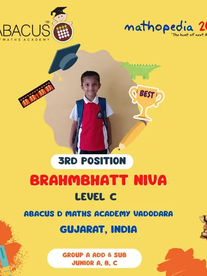 Brahmbhatt Niva from Vadodara, Gujarat, another 3rd Position winner.