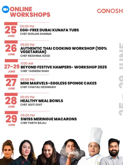 This late June schedule featured everything from egg-free Kunafa tubs and authentic Thai cooking to healthy meal bowls and Swiss meringue macarons.