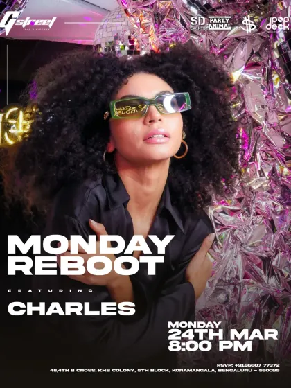 Another 'Monday Reboot' flyer, showcasing the fun, retro vibe of the night. We always keep it fresh.