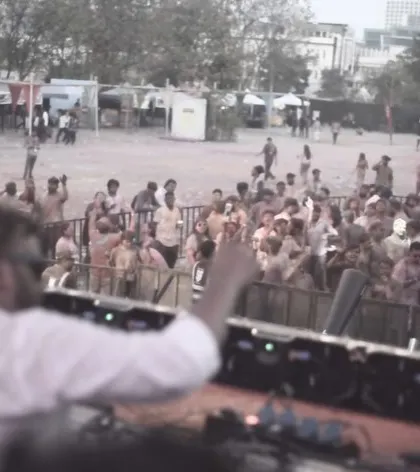 A view from the stage of the massive Holi crowd. The energy was absolutely electric.