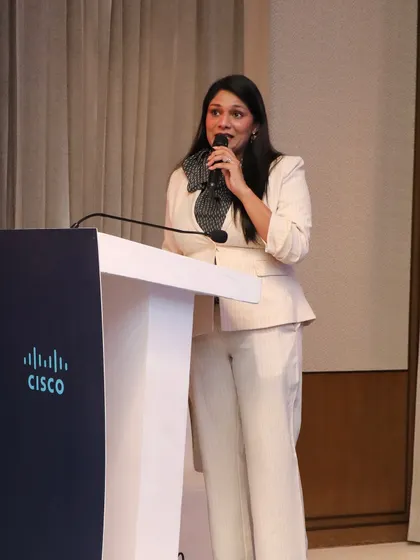 Speaking at the Cisco tech summit, where we explored AI innovations and cybersecurity. I am adept at handling technical topics and making them accessible to a diverse corporate audience.