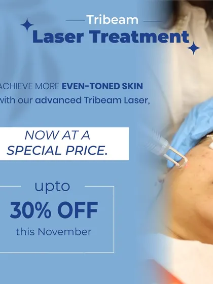 The Tribeam laser is one of our go-to treatments for achieving a more even-toned complexion. It effectively targets and breaks down excess pigmentation, sun spots, and unwanted marks with minimal downtime.