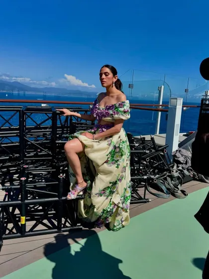 Another angle of the editorial shot on the cruise. This shows the versatility of the gown, looking just as good in a high-fashion pose as it does in motion.