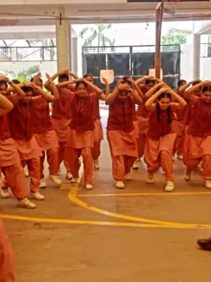 This is the result of our training: confidence. Here, I lead a large group of students at Gargi Girls School in a mindset drill. We build mental fortitude first, teaching them to occupy their space fearlessly and project strength, which is the first line of defense.