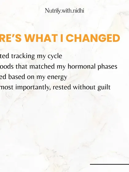 Understanding my 28-day cycle was a game-changer. I started tracking my cycle, eating foods that matched my hormonal phases, training based on my energy, and most importantly, resting without guilt.