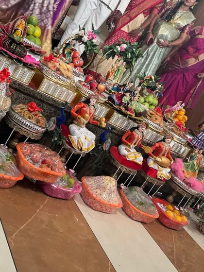 An overview of a large platter setup, showing the variety of items ready to be presented.