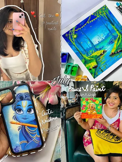 A photo dump from July, showcasing a cute Krishna phone cover and my Paws & Paint workshop experience.