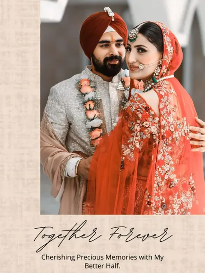 Together forever. This beautifully designed collage celebrates a Sikh couple's union, cherishing precious memories with their better half.