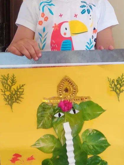 Look at the pride and joy in their creations! For Ganesh Chaturthi, children used various materials like clay, leaves, and paper to create their own Ganesha figures. This is a wonderful fusion of art, culture, and personal expression.
