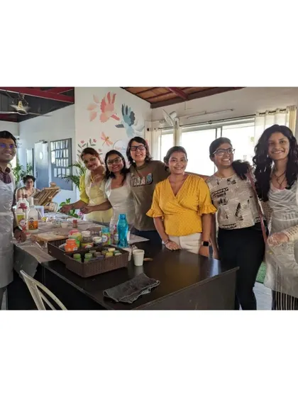 The best part of my job is the people I meet. This is a snapshot of a happy group after a fulfilling session, proudly standing together in our creative space. It's a perfect activity for friends or corporate teams.