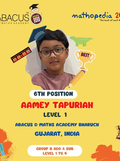 Aamey Tapuriah from Bharuch, Gujarat, a 6th Position winner.