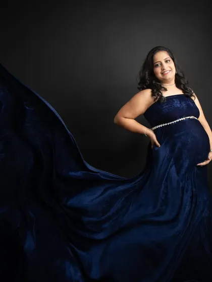 A happy and confident pose in this beautiful blue gown. Capturing my own pregnancy was a reminder of how special and fleeting this journey is.