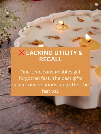 Mistake: Lacking utility and recall. One-time consumables are forgotten fast. The best gifts spark conversations long after the festival.