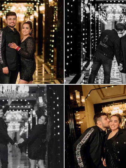 A collage from a Sufi night in Jaipur, featuring the couple in black, a live performance by Sagar The Soul, and an amazing vibe.