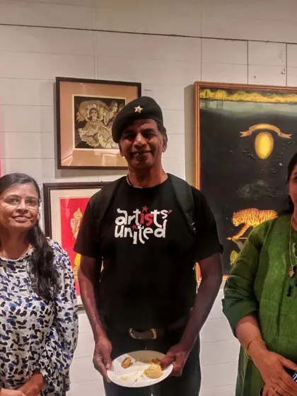 Celebrating World Art Day at the National Art Exhibition at Bangalore International Centre. It was an honor to be among so many esteemed artists.
