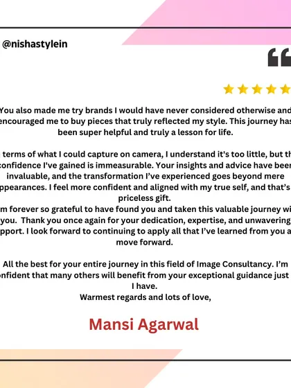 The client continues, sharing how the confidence she gained is immeasurable and the transformation goes beyond mere appearances. This is the priceless gift of aligning with your true self.