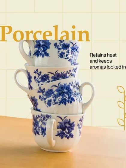 This image highlights the benefits of a classic porcelain cup. It retains heat and locks in aromas, making it an excellent choice for savoring a carefully brewed coffee, a detail we discuss in our sessions.