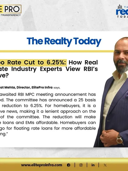 Our Director, Mr. Rajat Mehta, shared his views with The Realty Today on the RBI's repo rate cut. He explains how this move makes home loans more affordable, benefiting homebuyers with a more lenient approach.