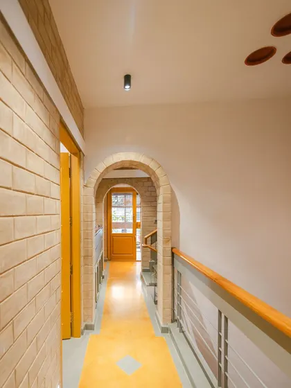 The upstairs corridor, showing the filler slab ceiling with terracotta pots.