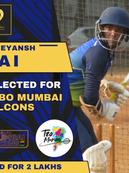 Shreyansh Rai joins the Sobo Mumbai Falcons, sold for 2 Lakhs in the T20 Mumbai league.