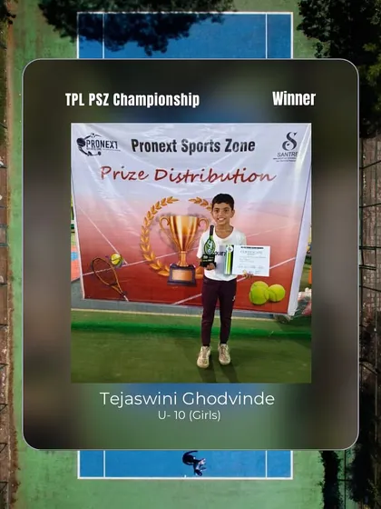 Celebrating Tejaswini's well-deserved victory at the TPL PSZ Championship for U-10 Girls. Her dedication and brilliance on the court are an inspiration.