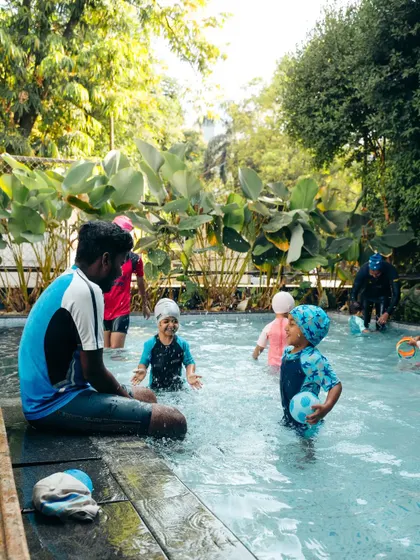 In our toddler pool, learning is all about play. I use games and interactive activities to help our littlest swimmers enhance their motor skills and balance.