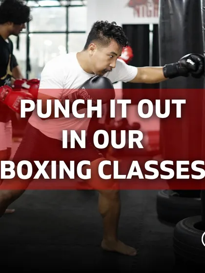 Punch it out in our boxing classes. It's the perfect way to relieve stress and get an amazing full-body workout.