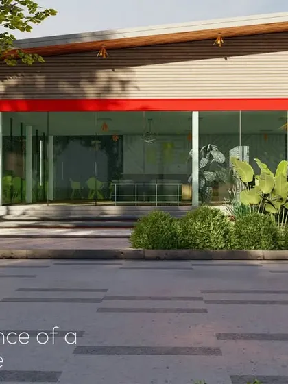 The planting plan for the 'Nirvana' marketing office was designed to seamlessly blend with the architectural components. The landscape and architecture are interdependent, creating a harmonious experience for visitors.