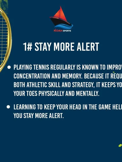 Tennis keeps you mentally sharp. The combination of athletic skill and strategy required in a match improves your concentration and memory, helping you stay more alert on and off the court.