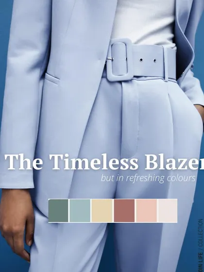 The timeless blazer is getting an update with refreshing colors. A pastel blue suit like this is a powerful way to make a statement while still looking professional.