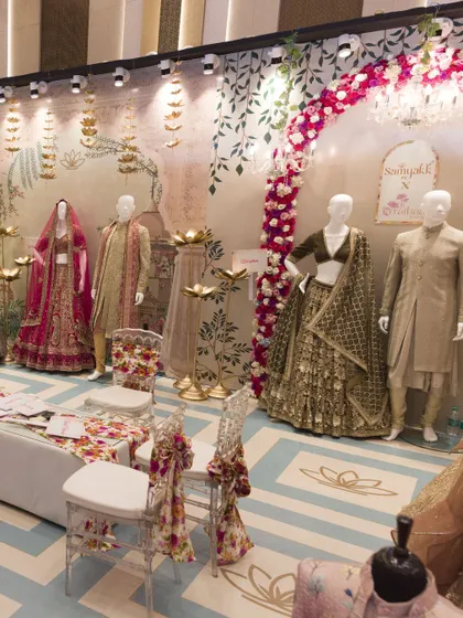 A duplicate of the regal setup, showcasing the intricate details of the decor and the bridal wear.