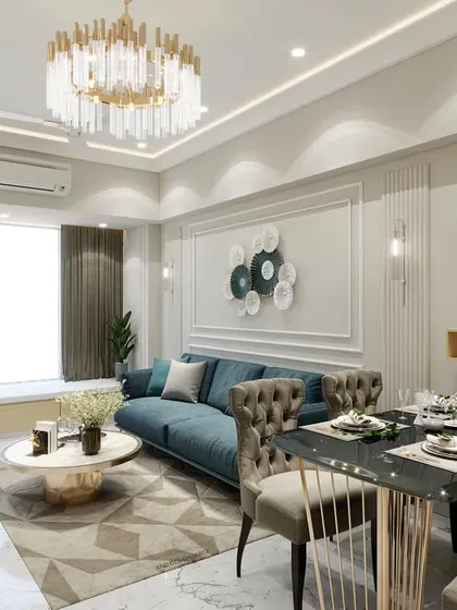 Another perspective of the Andheri West render, focusing on the seating and dining arrangement. This helps in finalizing furniture selection and placement to ensure both comfort and style.