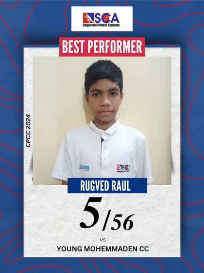 A five-wicket haul for Rugved Raul. This is a significant achievement for any bowler, and we celebrate these milestones with our players.