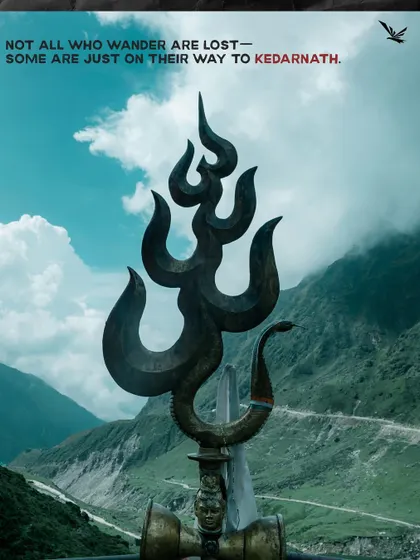 The iconic Trishul at the start of the Kedarnath trail. For many, this journey isn't about being lost, but about finding your way to a place of immense spiritual energy.
