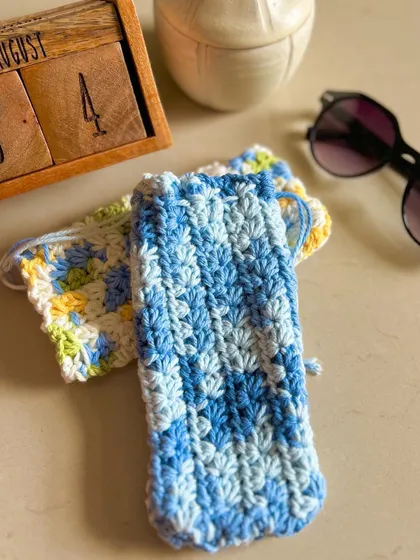 Keep your sunglasses safe and scratch-free with these cute crochet pouches. They come with a drawstring to keep your glasses secure.